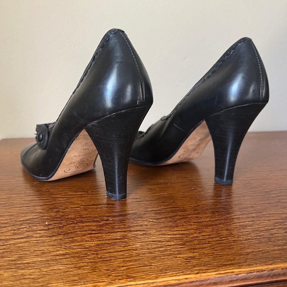 Circa Joan & David High Heels 7.5 M Pumps Mary Jane Slip On Black Leather